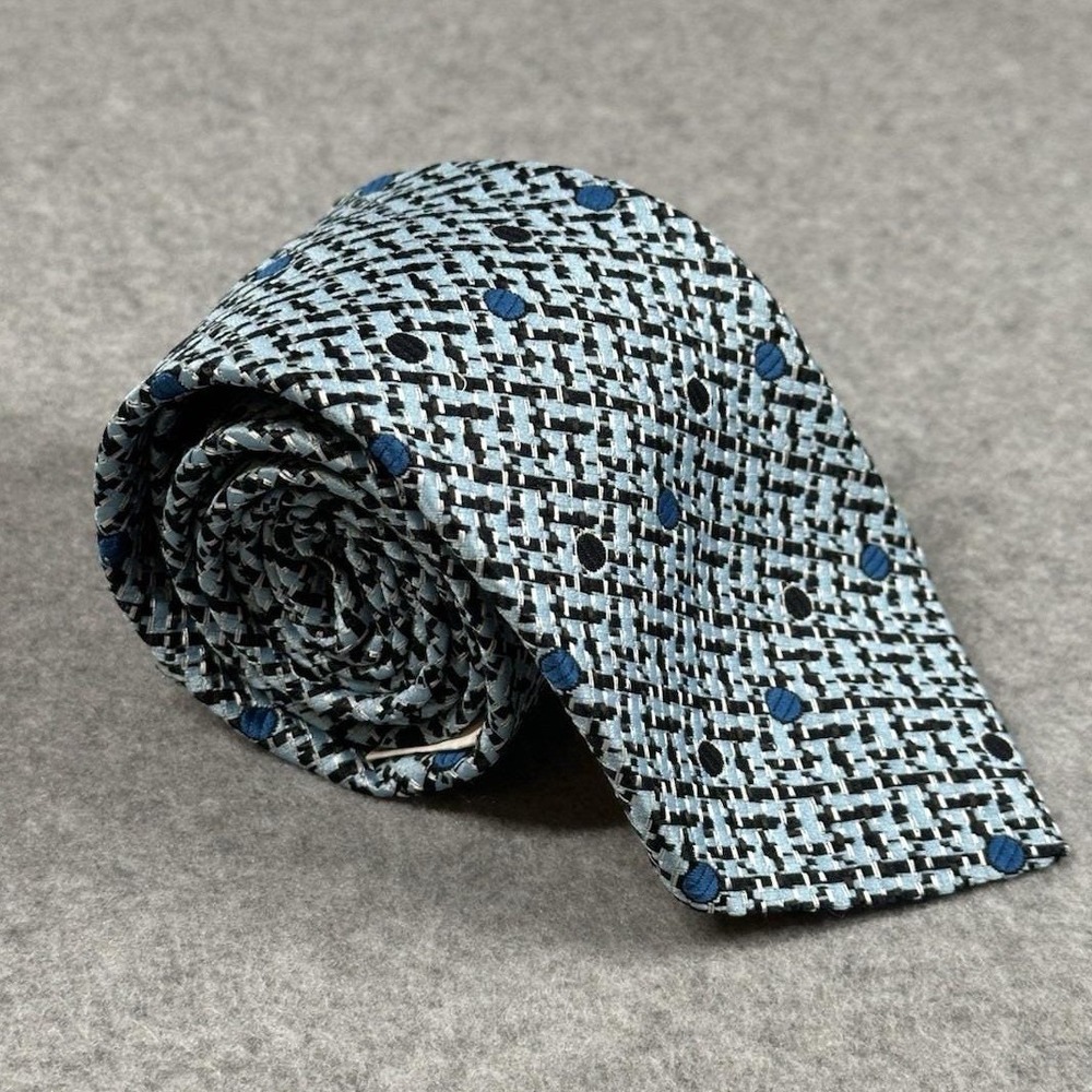 Vintage‎ Torino Firenze Blue Geometric Polka Dot Tie 100% Polyester 80s 54x3.4in